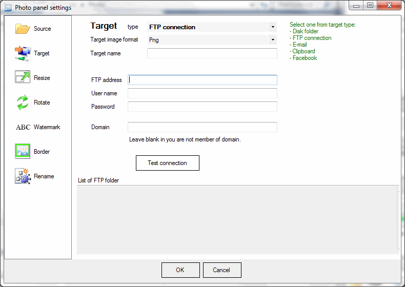 Photo Resizer FTP remote connection