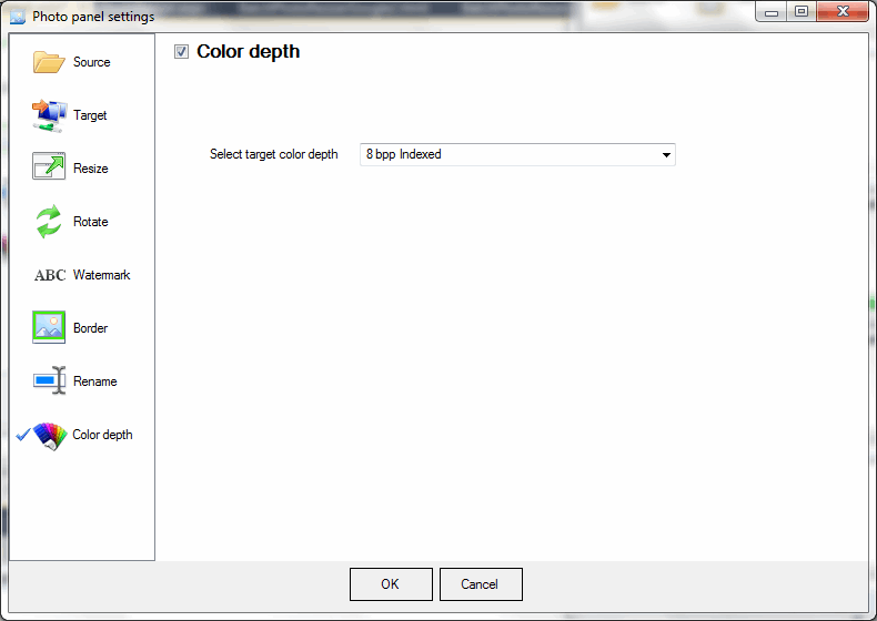 Photo resizer color depth