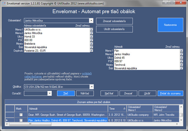 Envelomat - Envelope printing software