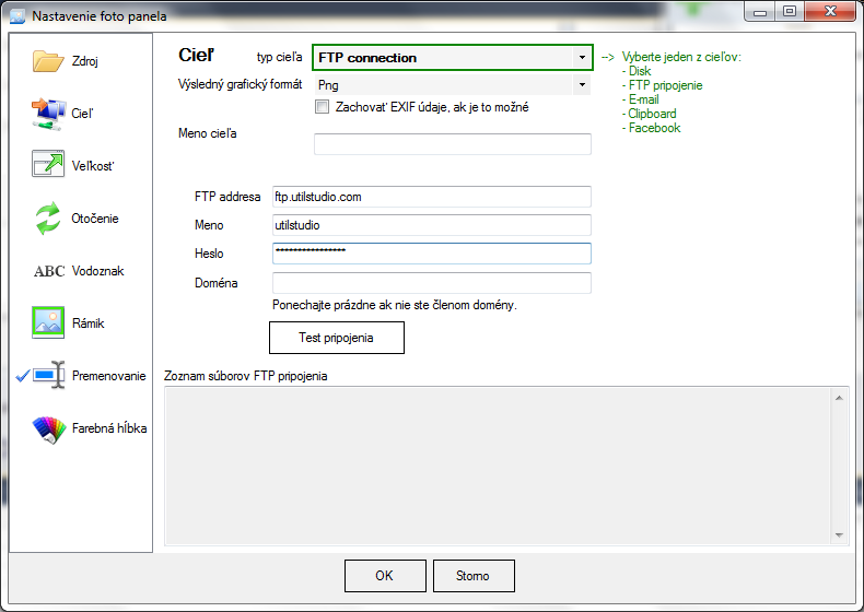 Photo Resizer FTP remote connection